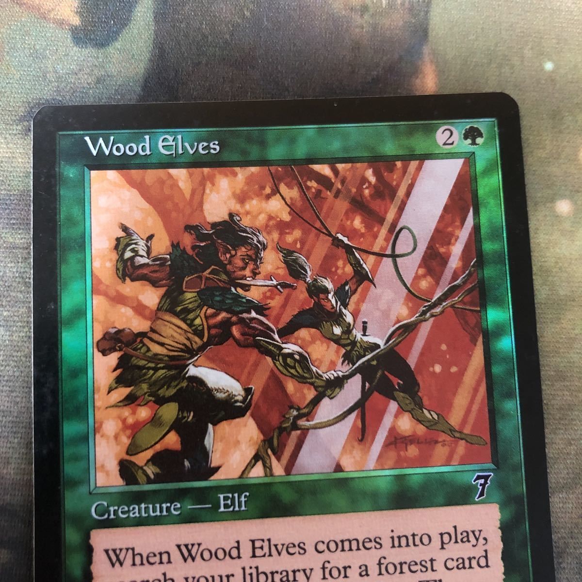 最旬ダウン nv1 76 ウッド・エルフ Wood Elves Foil 英語版 7ED EN MTG 緑