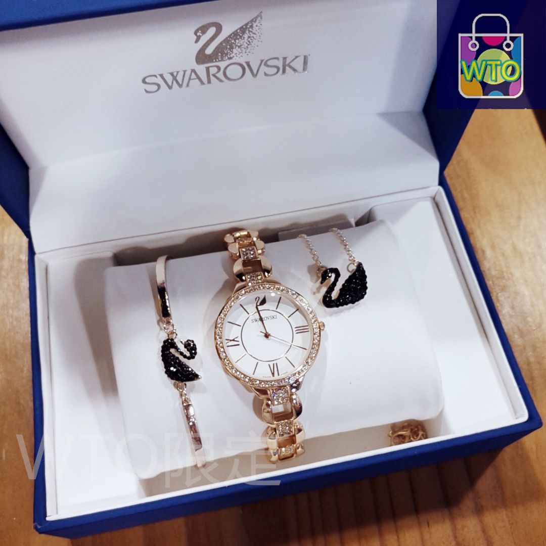 SWAROVSKI 腕時計 ネックレスセット 値下げしますた 今日特価】スワロフスキー 三件セット（腕時計＋ブレスレット＋