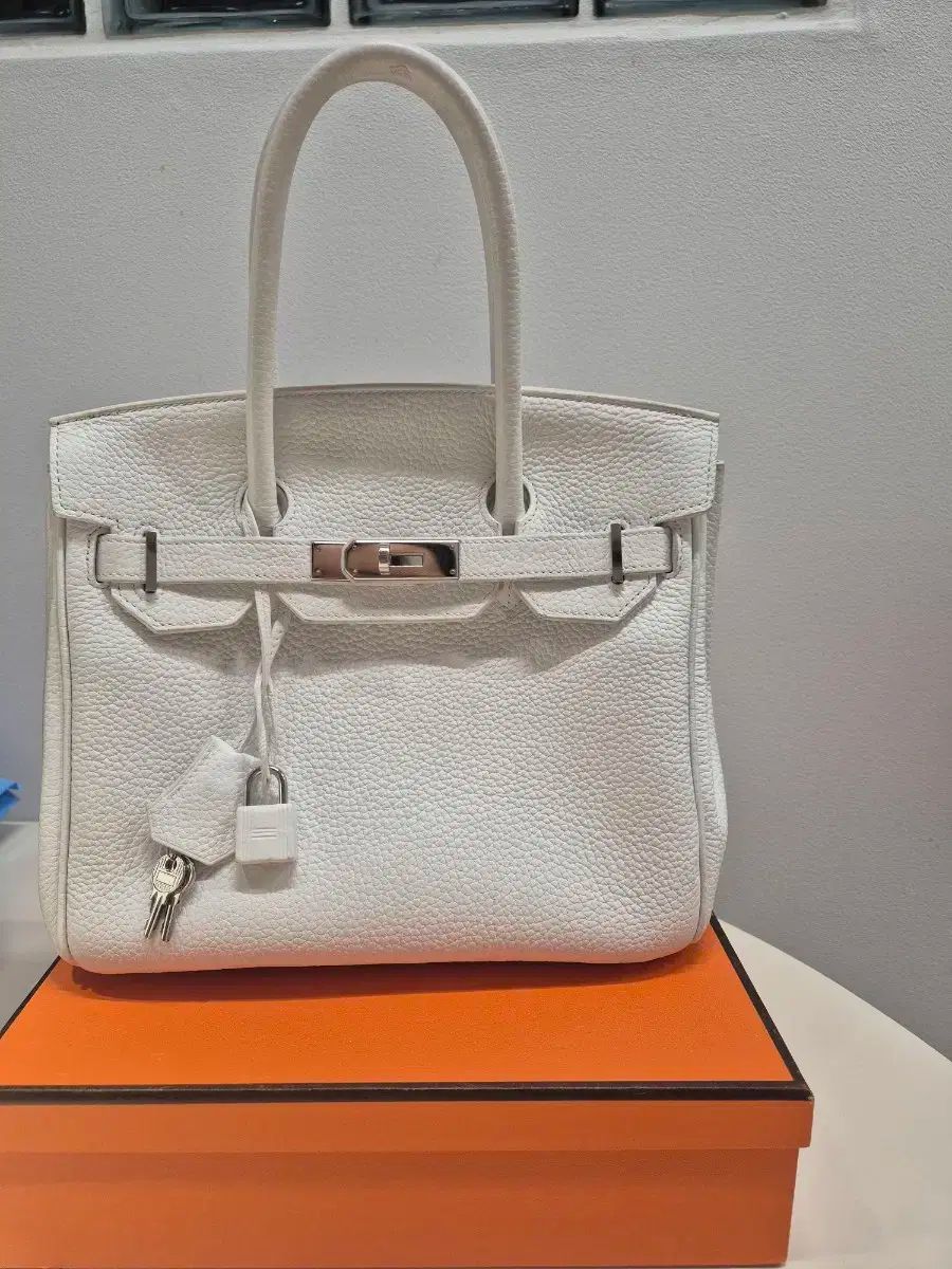 Hermes(エルメス) ホワイト 25 バルキンバッグ ＋ 南京錠 キー