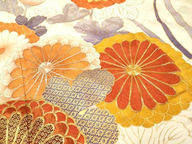 ✲豪華 刺繍 お振り袖 平和屋着物○豪華振袖 駒刺繍 絞り 熨斗吉祥菊文 金彩 正絹 逸品