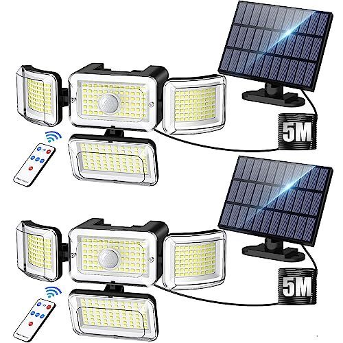 2個セット ソーラーライト 288LED 2個 4面発光 分離型 センサーライト