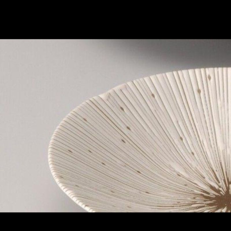 新品2点セット美濃焼千段十草22cm深皿ベージュ