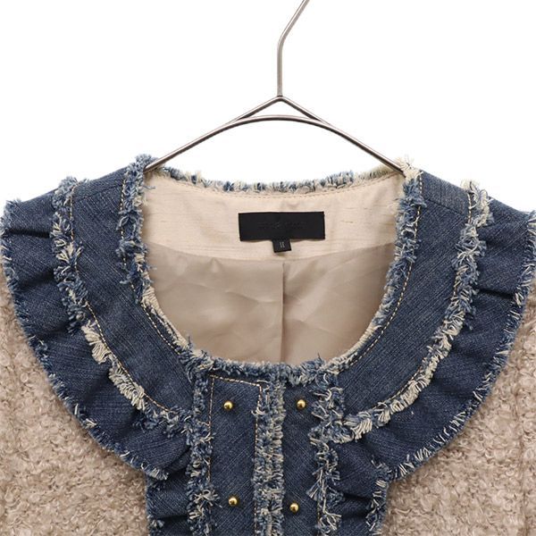 美品　大きいサイズ44 トゥービーシック　ノーカラージャケット　日本製 トゥービーシック TO BE CHIC ノーカラージャケット 美品 大きいサイズ