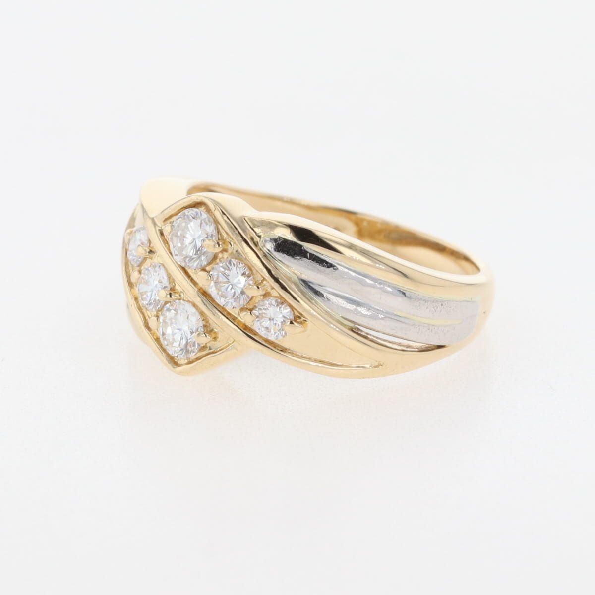 メレダイヤ デザインリング YG イエローゴールド プラチナ 指輪 リング 11.5号 K18 Pt900 ダイヤモンド レディース