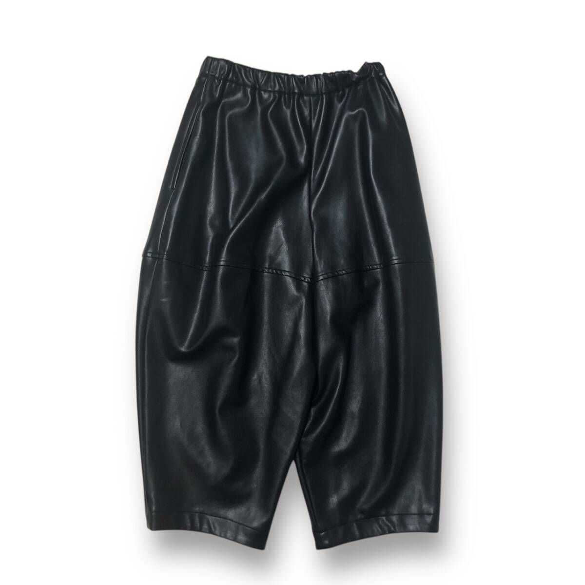 24aw COMME des GARCONS Fake Leather Sarouel Pants フェイクレザーサルエルパンツ XS ブラック コムデギャルソン