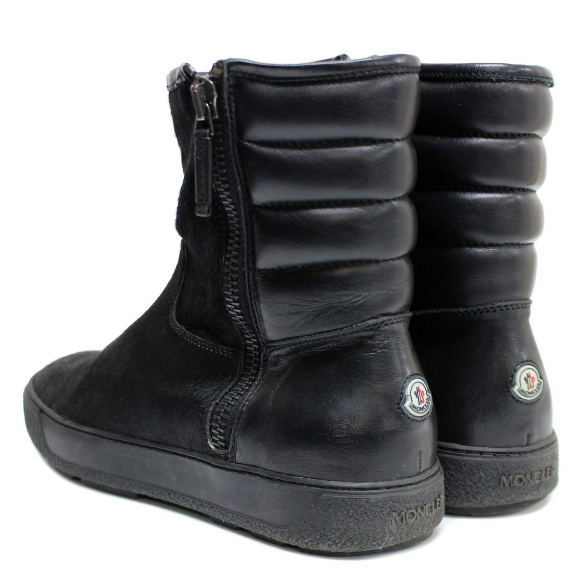 中古美品 MONCLER モンクレール ハラコ×レザー ブーツ ブラック size  