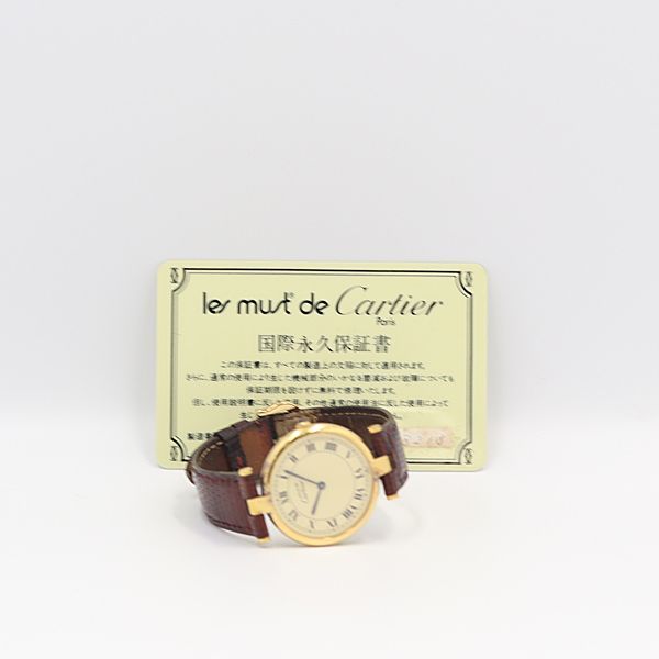 Cartierマストヴァンドーム アイボリー文字盤 QZ/カルティエ/SV925