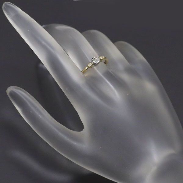 K18YG/ Pt900 ローズカット ダイヤモンド リング 0.186ct D0