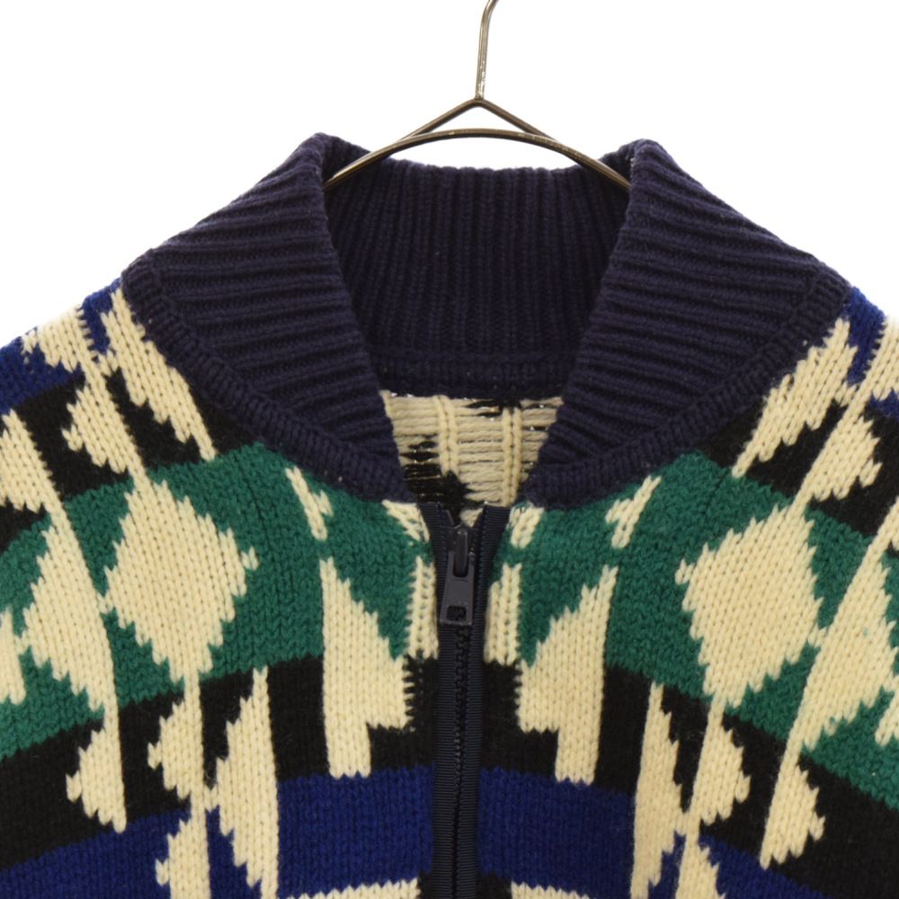 Sacai (サカイ) 14AW 幾何学模様 ウール ニットブルゾン 14-00663M 
