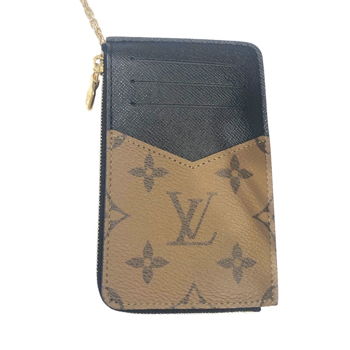 【中古】 LOUIS VUITTON ルイ・ヴィトン カードケース ポルト カルト・レクト ヴェルソ モノグラム リバース キャンバス M81303  チェーン付き コインケース 23028108 HO