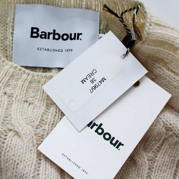 美品 Barbour バブアー ウールケーブルニットプルオーバー 38