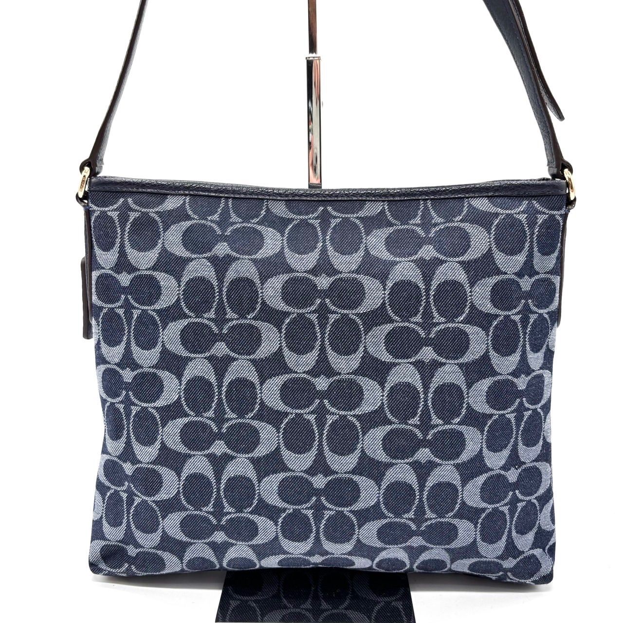 COACH】コーチ チャームプリント トートバッグ デニム 青 肩掛け
