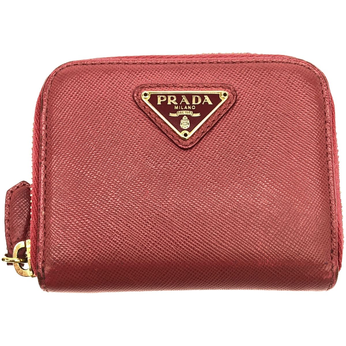 （未使用保管品）プラダ PRADA サフィアーノ 三角ロゴ プレート コインケース 小銭入れ 財布 レザー ジェラニオ ピンク ゴールド金具  1M0935 箱付