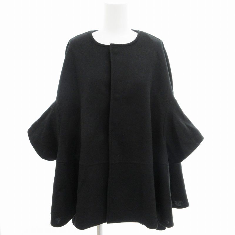 アビトーキョー ABITOKYO ノーカラーコート ポンチョ風 L 黒