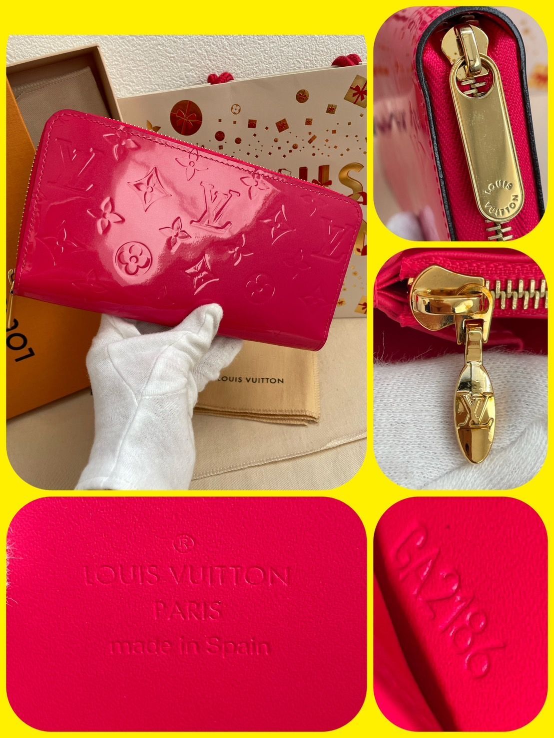 ルイヴィトン 長財布 モノグラム・ヴェルニ ジッピー・ウォレット ホットピンク LOUIS VUITTON ルイ ヴィトン ラウンドファスナー長財布