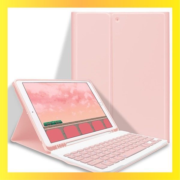 新着 iPad 10.2 キーボード ケース 第9/8/7世代 Bluetooth カバー iPad9/8/7通用 脱着式 ペンホルダー付き スタンド機能 オートスリープ機能 多角度調整 傷つけ防止 耐久性 (ピンク)