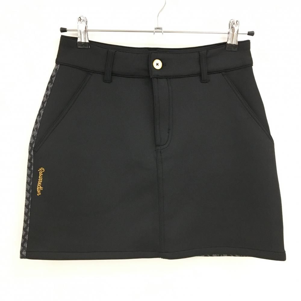 レザレクション スカート 黒×白 後ろ総柄 ストレッチ レディース S ゴルフウェア Resurrection