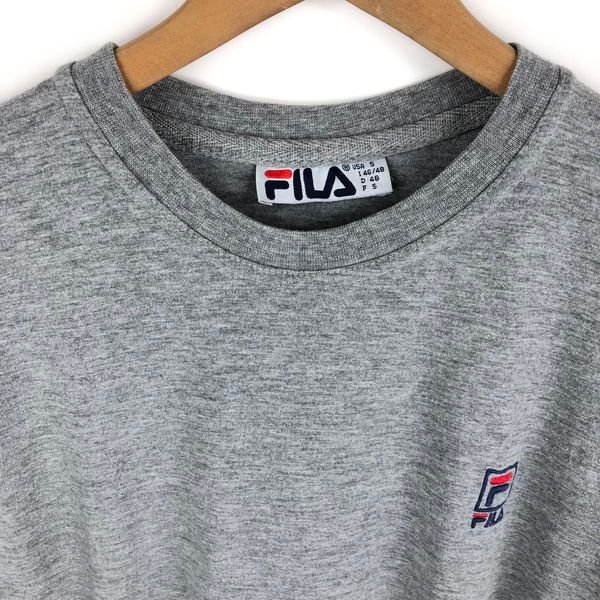 【古着】 FILA フィラ Tシャツ 無地 ワンポイント ヴィンテージ グレー系 メンズS 【中古】 n054867