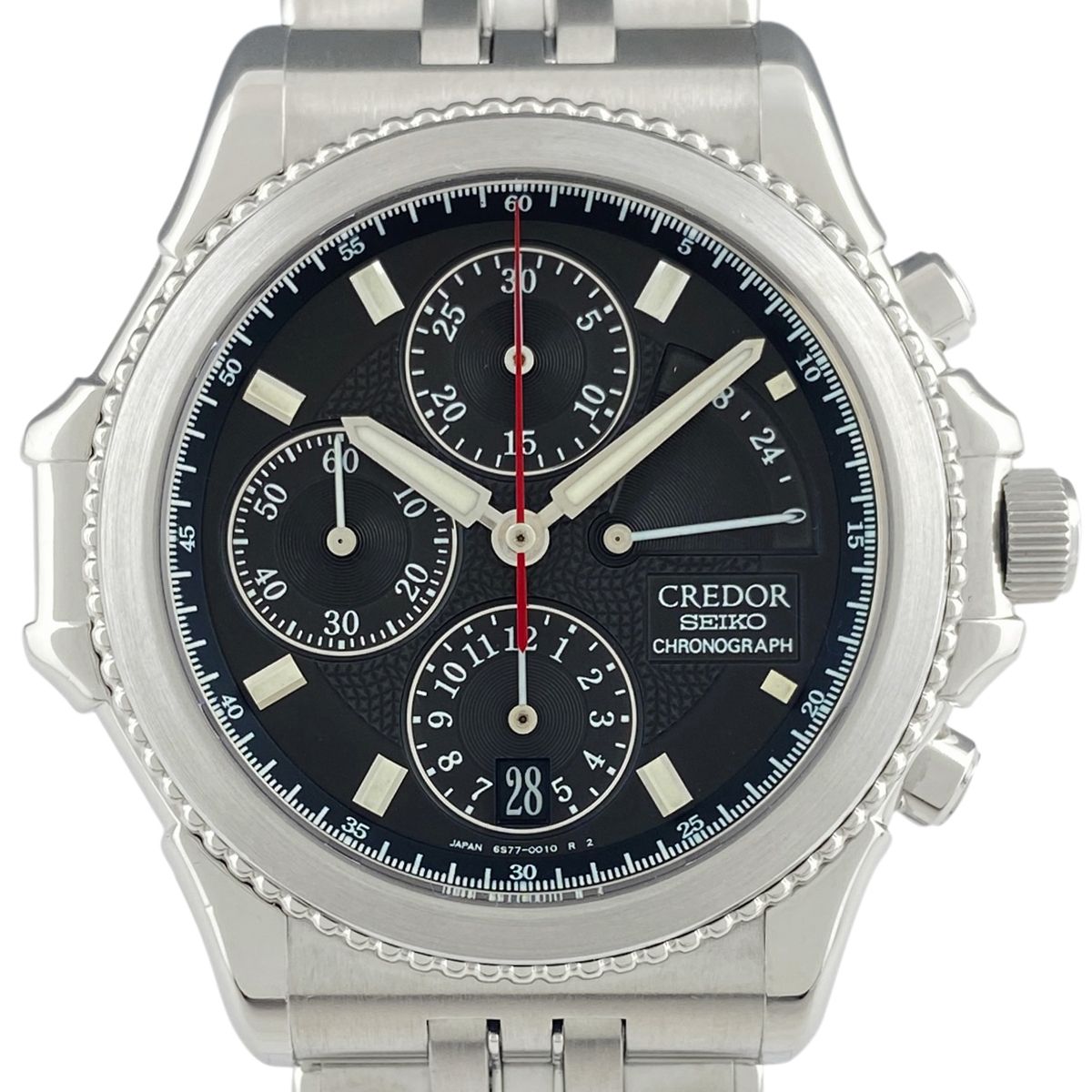 セイコー SEIKO クレドール パシフィーク パワーリザーブ GCBK999/6S77-0A10 腕時計 SS 自動巻き ブラック メンズ 【中古】
