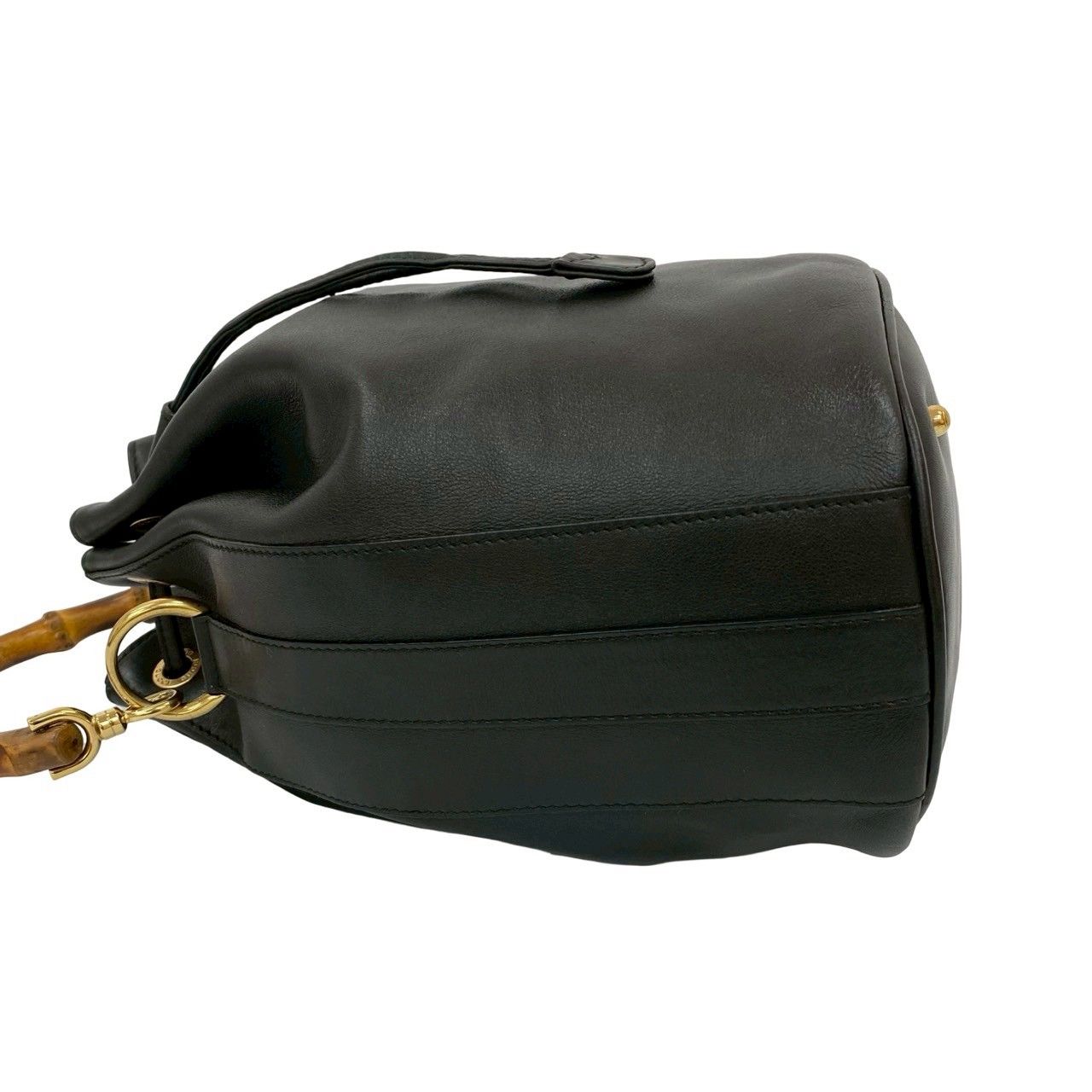 極 美品 希少品 GUCCI グッチ オールドグッチ バンブー ロゴ 金具 