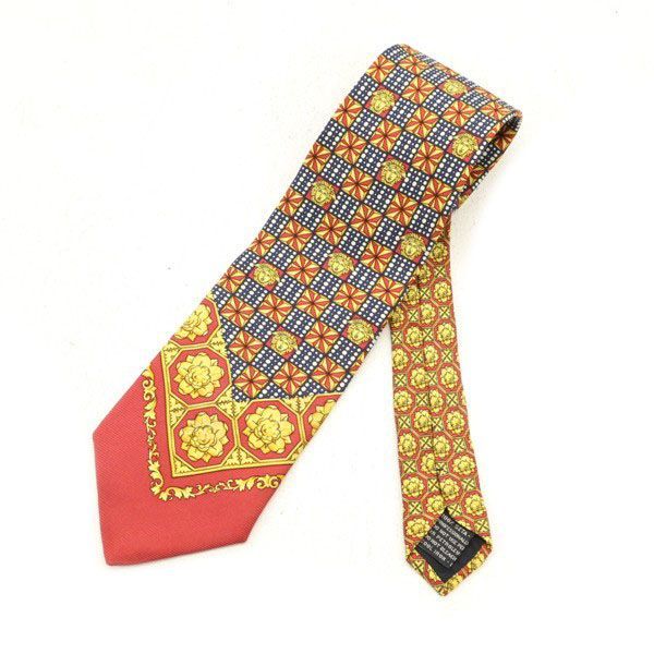 ジャンニヴェルサーチ イタリア製 ワイド シルク 総柄 ネクタイ  レッド Gianni Versace メンズ ジャンニヴェルサーチ イタリア製 ワイド シルク 総柄 ネクタイ レッド