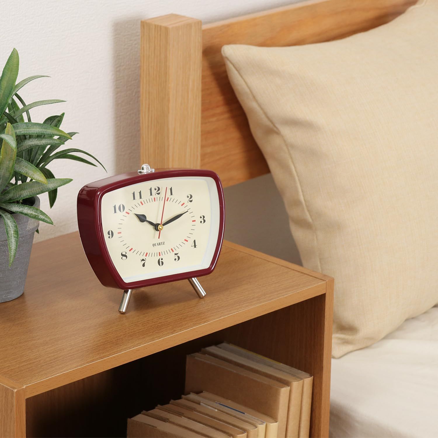 kaho出品 新品 不二貿易 置き時計 幅14.6×奥行6.6×高さ14.1cm レッド クロック