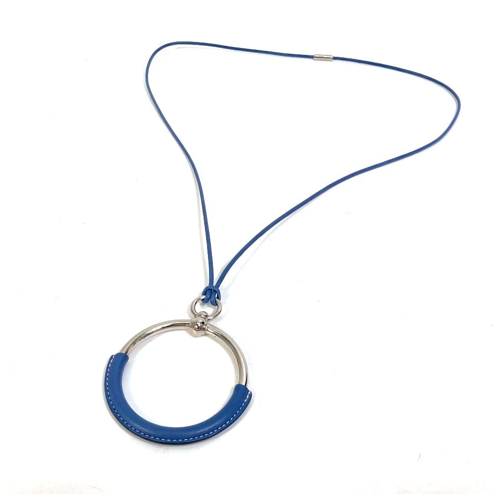 エルメス 小物 ループ グラン ペンダント ネックレス スイフト ブルー
