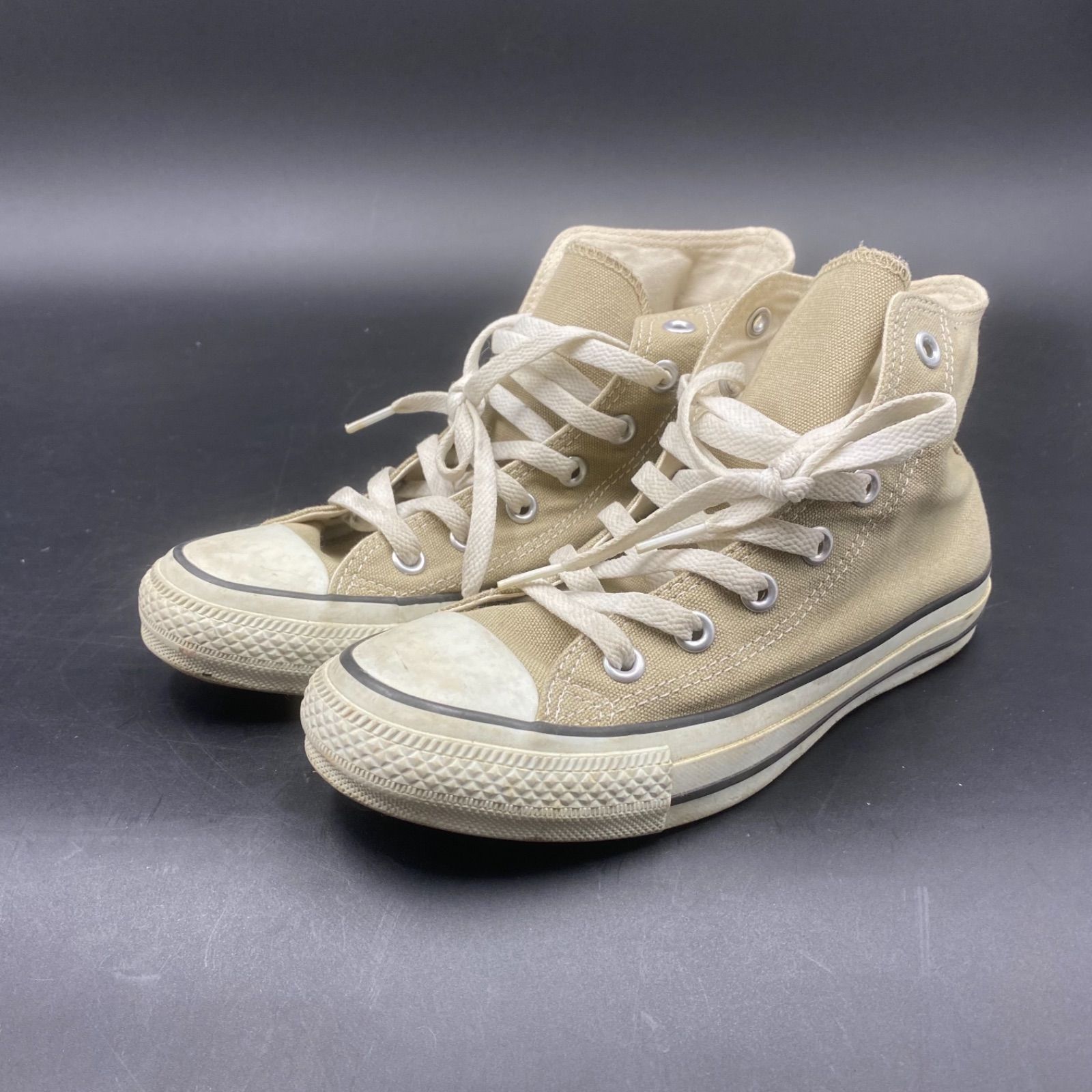 28 converse コンバース ハイカットスニーカー ベージュ 23.5cm - メルカリ