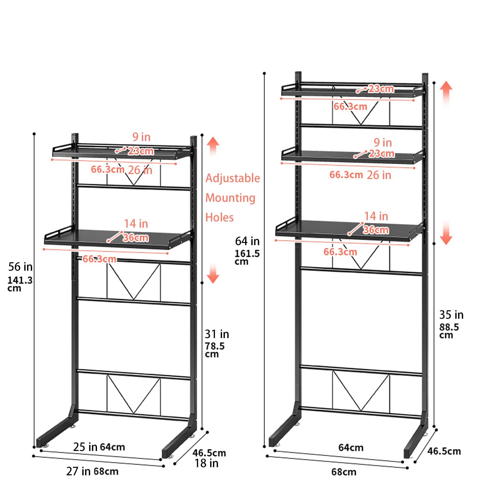 ABCOOL トイレの洗濯機の整理整頓のための調節 な立場の収納力の棚を洗濯の棚浴室のスペースは高さの調節 な引出しのテーブルと救う上で