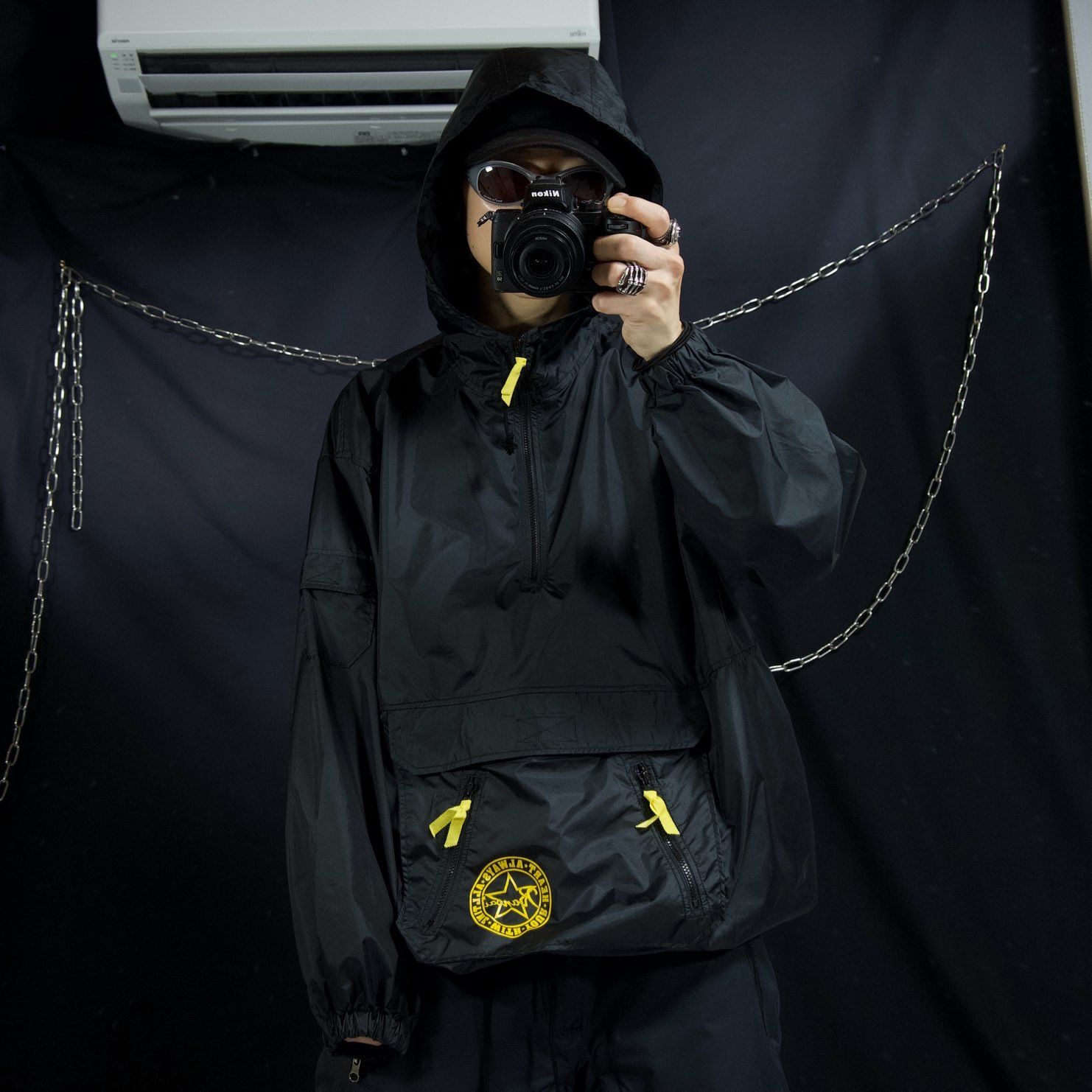80s~90s Kansai O2 Deadstock Halfzip Nylon Anorak Hoodie