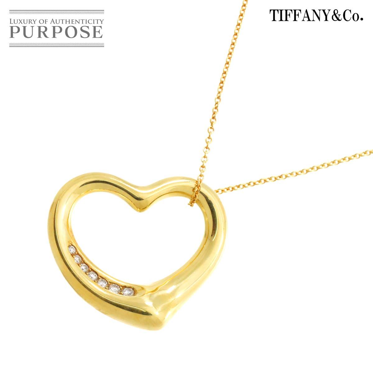 ティファニー TIFFANY&Co. オープンハート 幅27mm ダイヤ ネックレス 