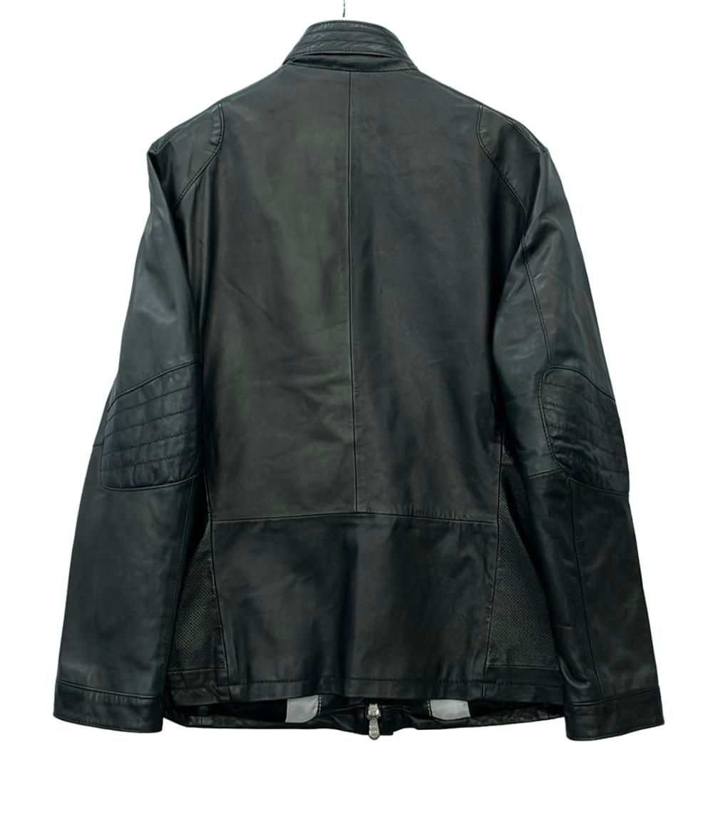 【状態良好】ヒューゴボス ラムスキン シングルライダースジャケット XL ヒューゴボス シングルライダース ラムレザージャケット メンズ SIZE