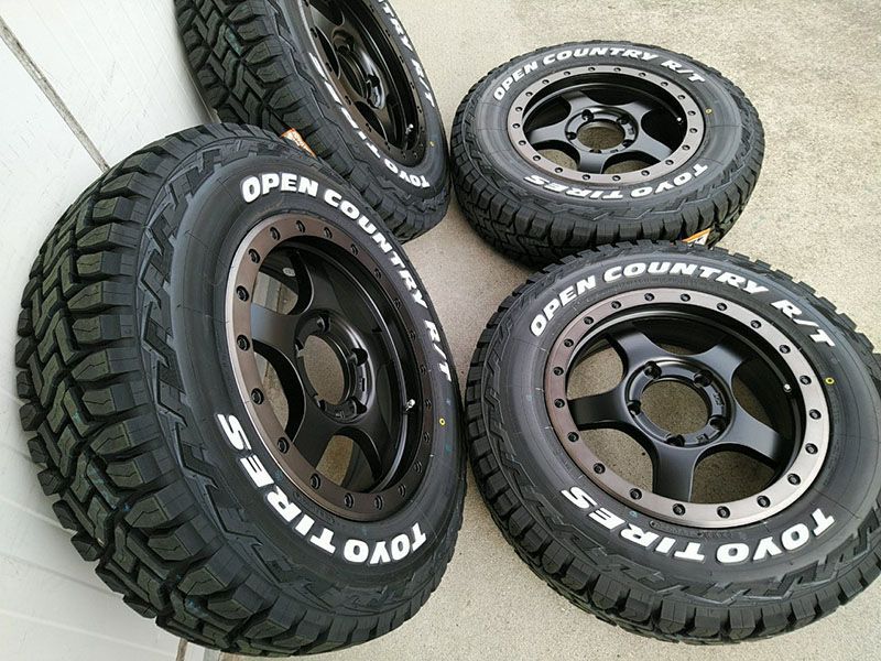 取付ナット付 4本セット ジムニー タイヤホイールセット TOYO OPENCOUNTRY RT 185 85R16 ホワイトレター 16インチ BDX05 マットブラック