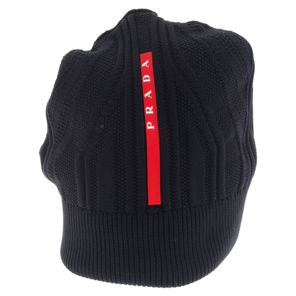 PRADA リブニットビーニー ブラック PRADA (プラダ) テクニカルニットビーニー SMB371 ニット帽 ブラック