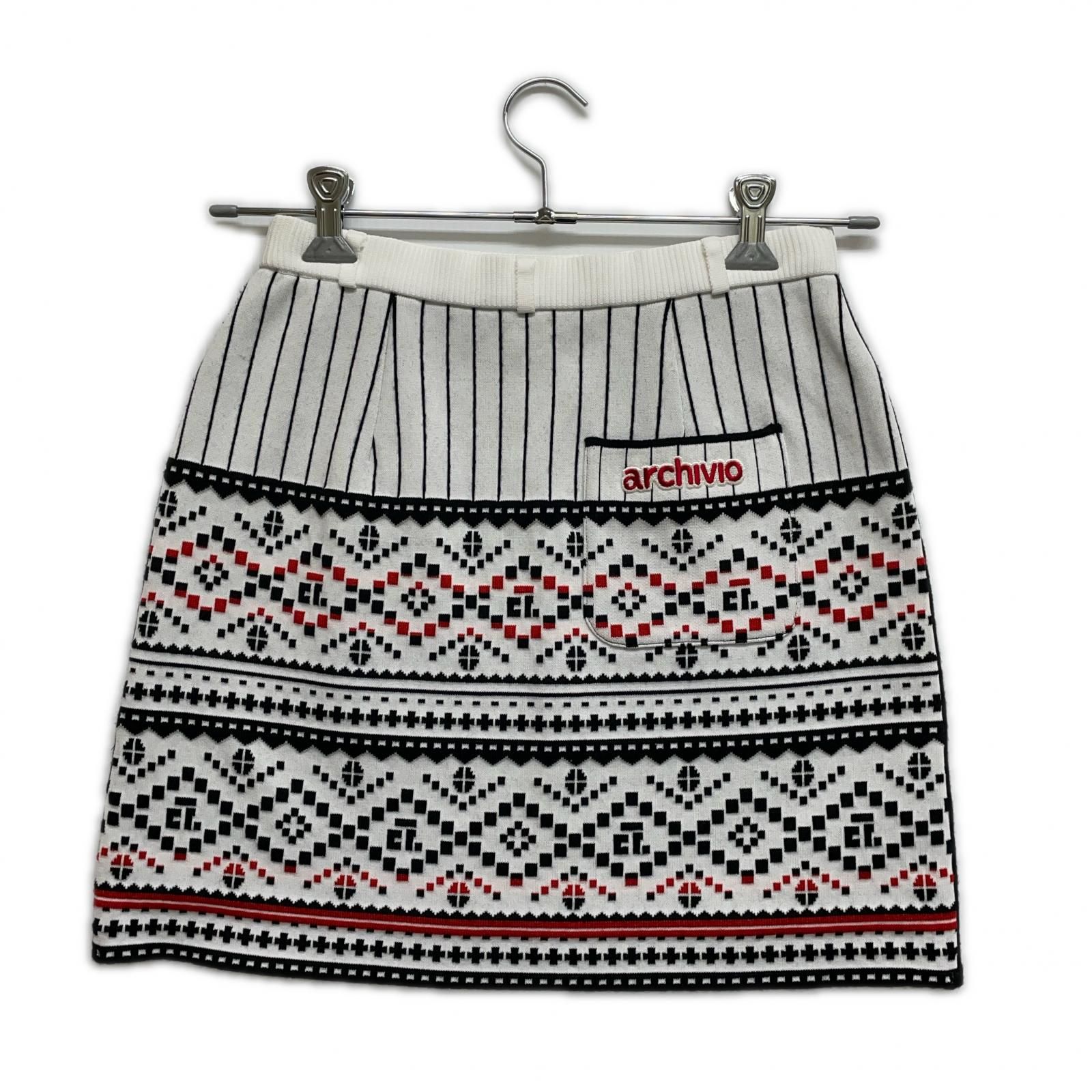レディース アルチビオ archivio スカート 38 M 白系 ホワイト ニット 総柄