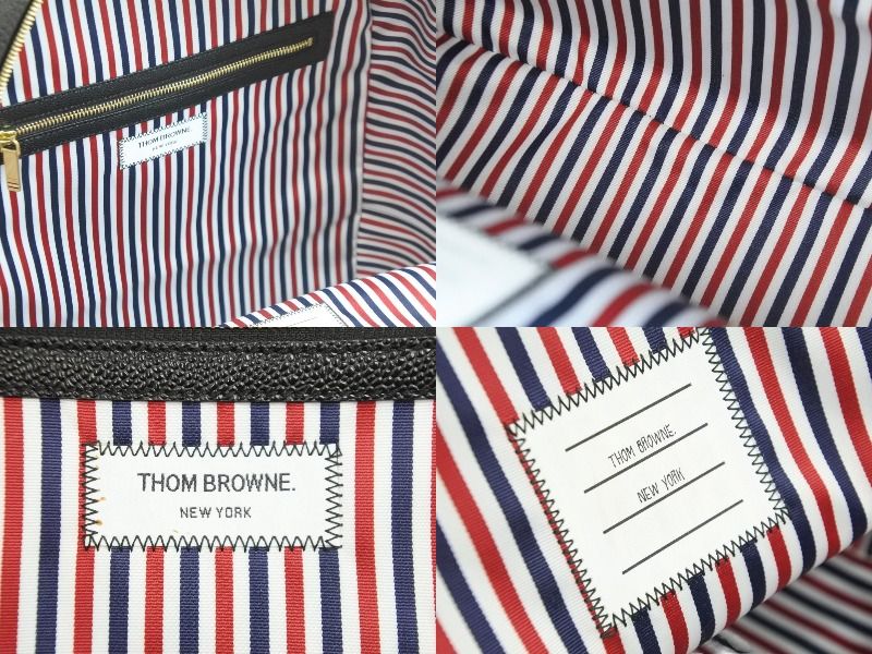 極美品 THOM BROWNE トムブラウン リュック・デイパック MAG067A-00198 ブラック 保存袋付き ゴールド金具  52808