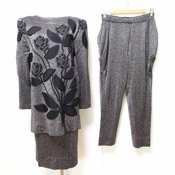 #wnc 即決 斉藤都世子 セットアップ スカート ニット ラメ 美品 レディース [520517] wnc 即決 斉藤都世子 セットアップ ベスト スカート ロング ニット 花