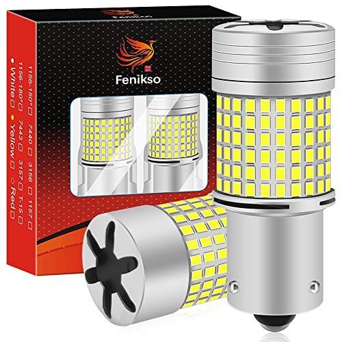 ホワイト_S25 シングル ピン角違い150度 Fenikso S25 led バックランプ ホワイト シングル球 BAU15S 150度ピン  1156 LEDバルブ ハイフラ防止 後退灯 冷却ファン搭載 DC12V 2個