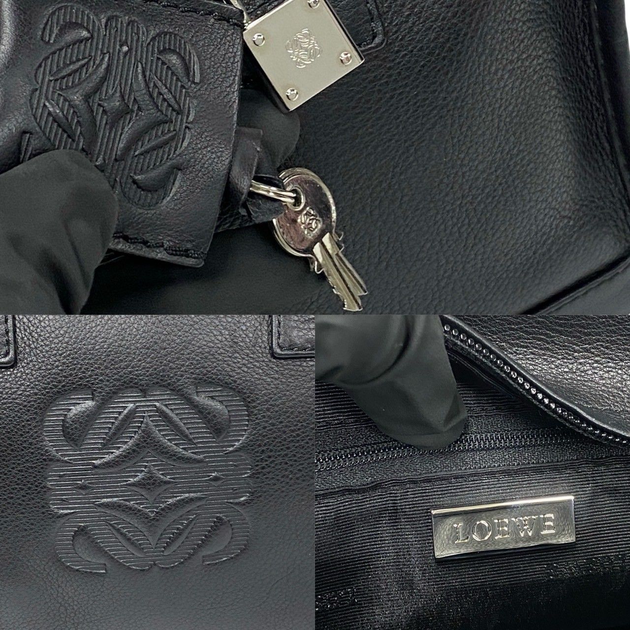 ほぼ未使用 希少品 LOEWE ロエベ アマソナ 28 アナグラム ロゴ レザー