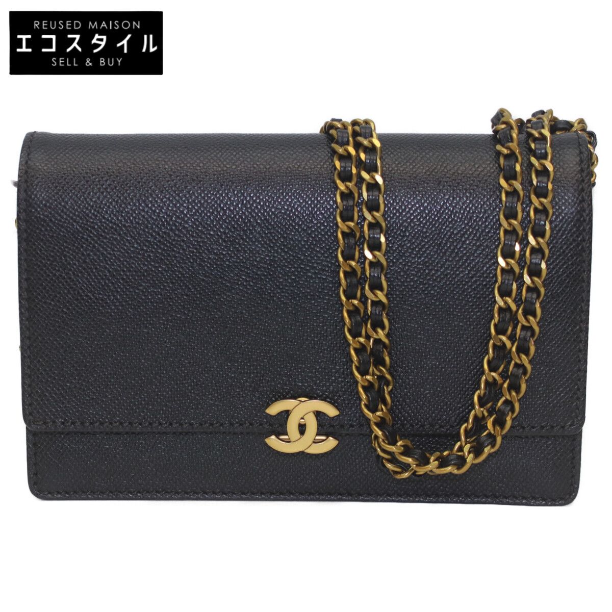 CHANEL シャネル 5番 黒 ｷｬﾋﾞｱ G金具 ﾁｪｰﾝｳｫﾚｯﾄ