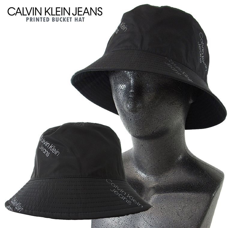 海外限定 CALVIN KLEIN JEANS カルバン・クライン バケットハット プレゼント ギフト バケハ CKロゴ コットン PRINTED BUCKET HAT 帽子 ぼうし ユニセックス 男女兼用 シンプル CKハット