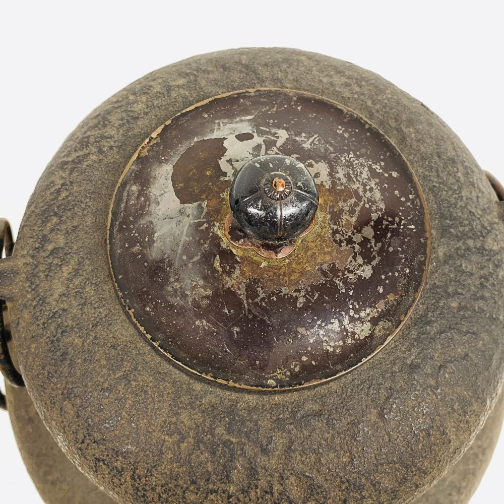  茶道具 茶釜 炉釜 風炉釜 釜鐶 絵柄無し 作家不明 古道具 骨董 持ちて有り 吹きガラス その他 美術品 アンティーク コレクション