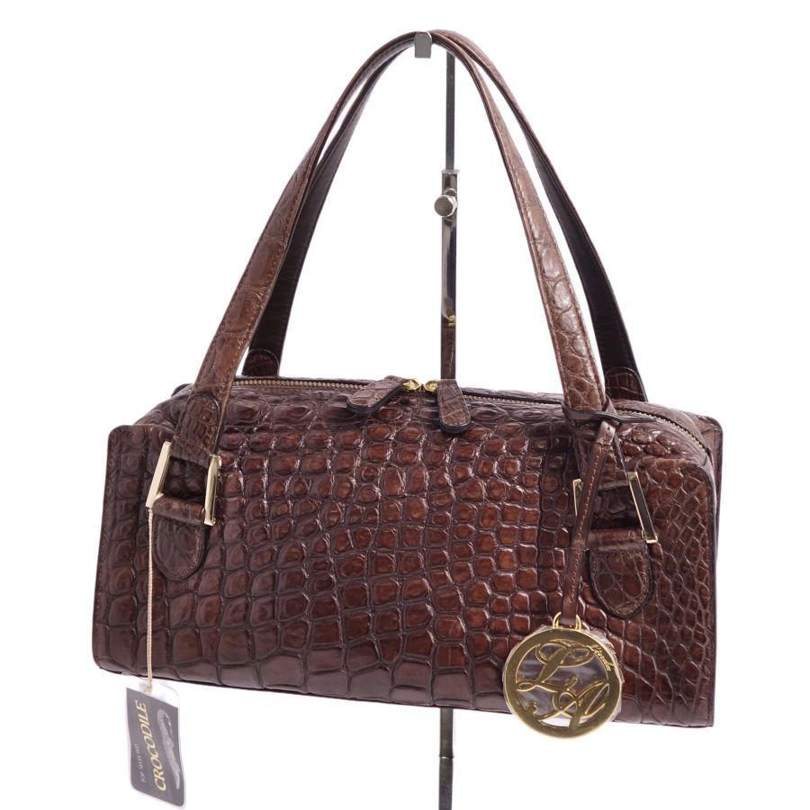 美品 クロコダイル CROCODILE バッグ ハンドバッグ マットクロコ  