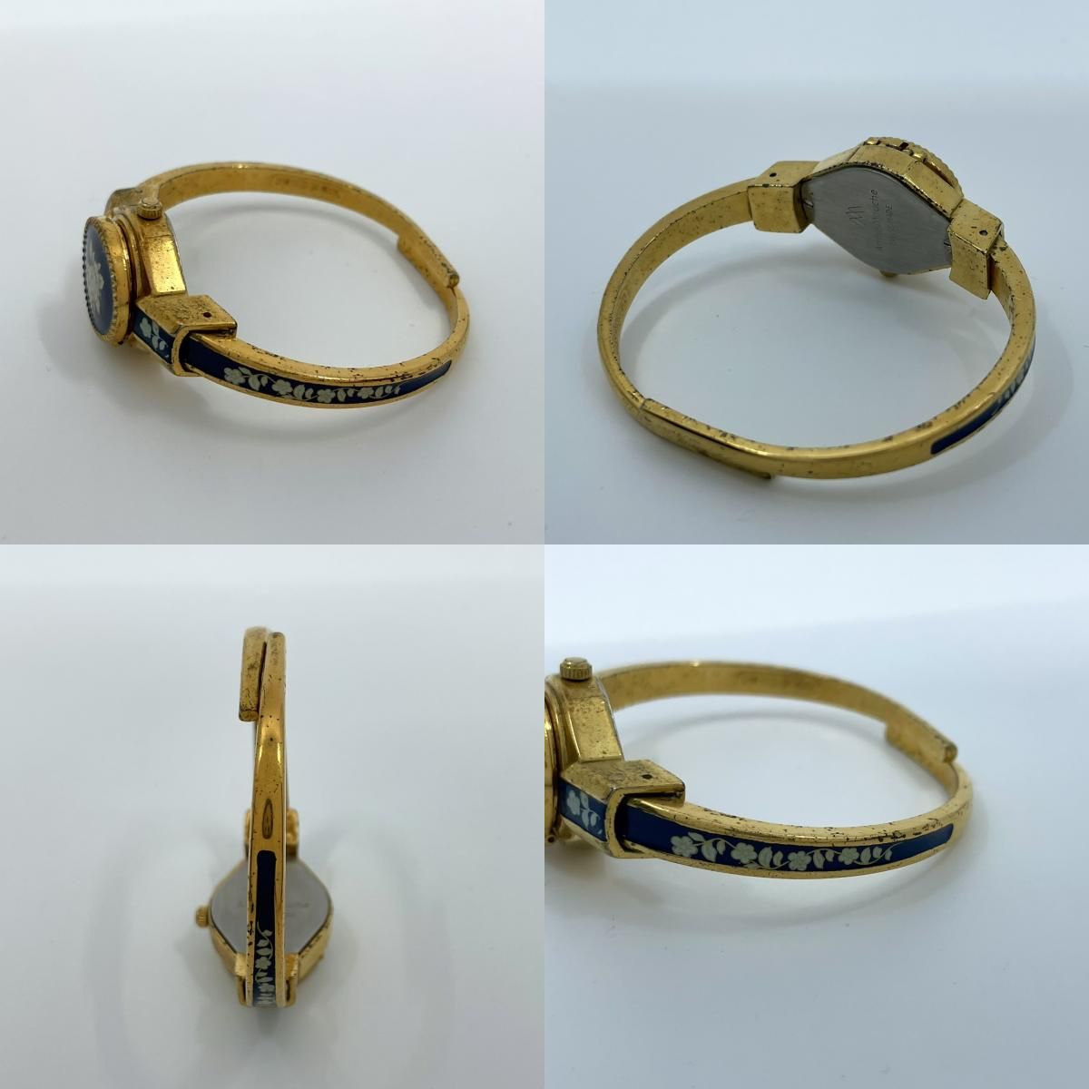 希少 アンドレムッシュ　ゴールド　花柄　ラインストーン　バングルウォッチ 美品／稼働品】アンドレムッシュ 腕時計 レディース バングル