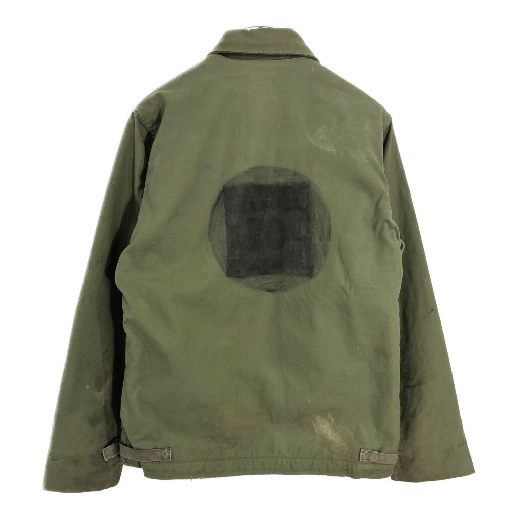 80年代 米軍実物 U.S.NAVY A-2 デッキジャケット オリーブ メンズ XS相当 古着 V6509