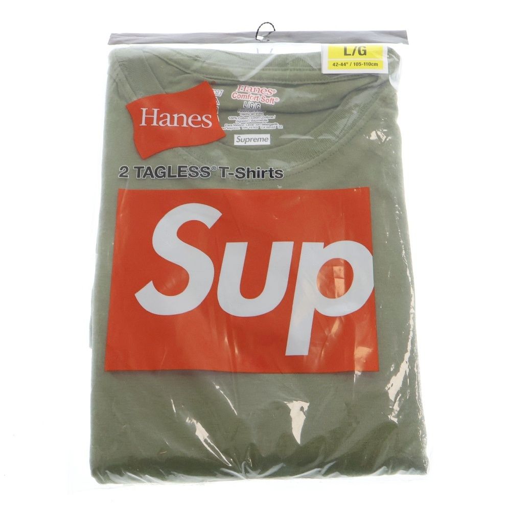 SUPREME (シュプリーム) ×Hanes Tagless T-Shirts ヘインズ 半袖Tシャツ カットソー 二枚セット カーキ