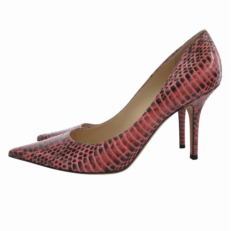 Jimmy Choo ジミーチュウPythonピンクヒール　サイズ38.5 ジミーチュウ JIMMY CHOO パンプス ポインテッドトゥ パイソン