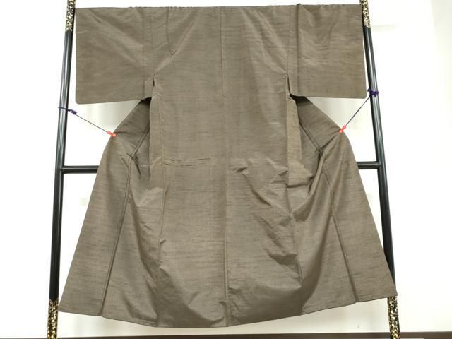 平和屋着物●男性 髭紬 長羽織セット 国防色 正絹 DAAY5030ud