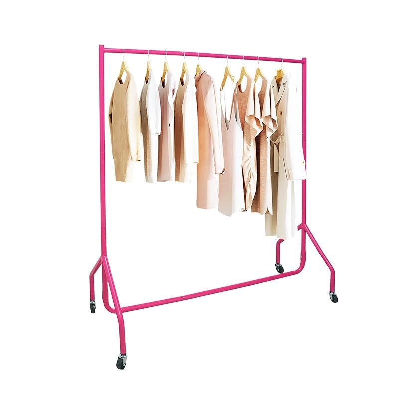 NEESEEYEE 幅64×奥行40×高さ150cm ハンガーラック 縦横伸縮 パイプハンガー 物干しラック 衣類収納ラック キャスター付き 頑丈、軽量、組み立て簡単、室内物干し 耐荷重80kg 大容量 服掛け 衣類 