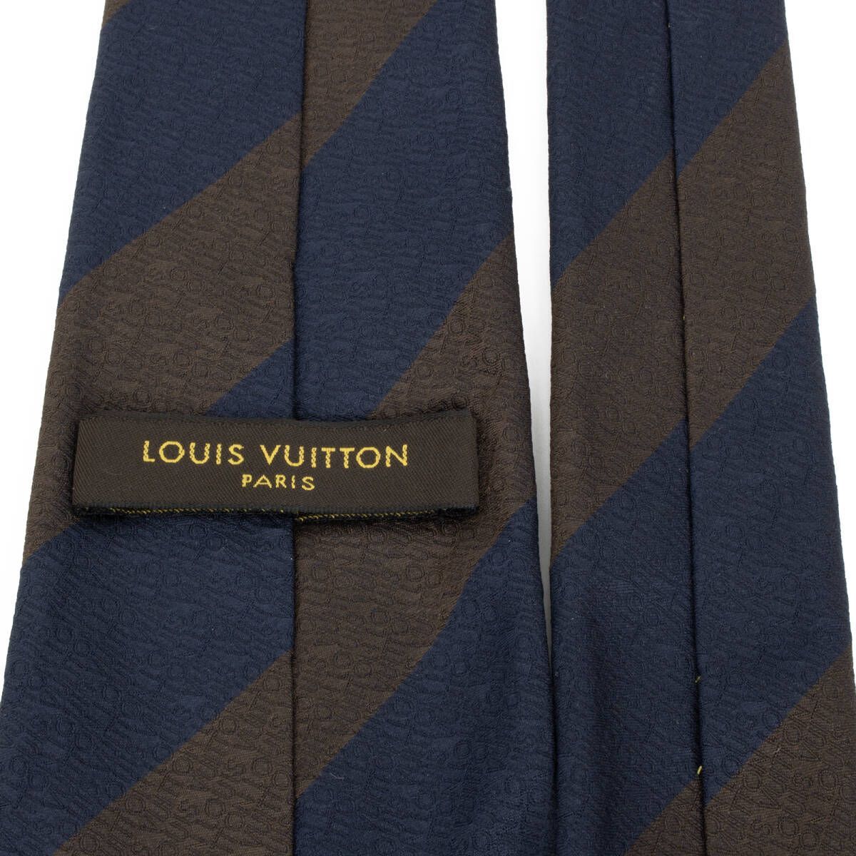 美品・付属品付✨ルイヴィトン ネクタイ LV 総柄 ロゴ ストライプ ネイビー m76609_05.jpg